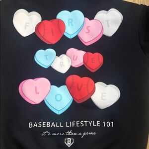 Baseball Lifestyle 101 Kids Hoodie - Black with Multi-Color Hearts